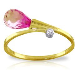 14K YG .01ct DIAM. & 1.25ct BRIOLETTE PINK TOPAZ RING