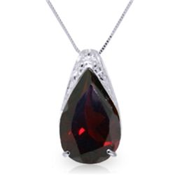 14k WHITE GOLD 5.00ct PEAR Drop Garnet Necklace
