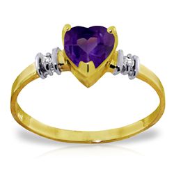 14K Y. GOLD 0.95ct AMETHYST & 0.03ct DIAMONDS RING