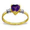 Image 1 : 14K Y. GOLD 0.95ct AMETHYST & 0.03ct DIAMONDS RING