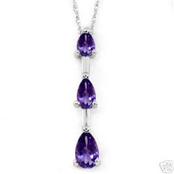 14K WG .26ct, .60ct & .85ct PEAR AMETHYST NECKLACE