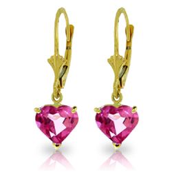 3.25ct Pink Topaz Petite Heart Earrings in 14k YG