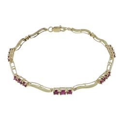 14k YG .95ct & .80ct Rubies and .01ct Diamond Bracelet