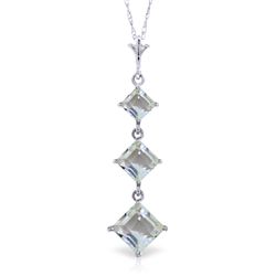 14K WG 1.15ct SQAURE SHAPE AQUAMARINES NECKLACE