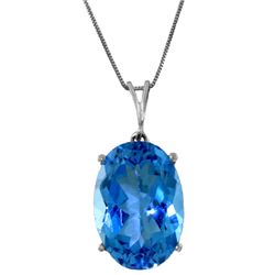 14k Gold 8.0ct Oval Blue Topaz Necklace