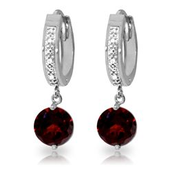 14k WG Diamond & 2.50ct Garnet Hoop Earrings