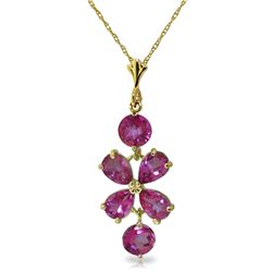 14k YG 3.15ct Pink Topaz Flower Necklace