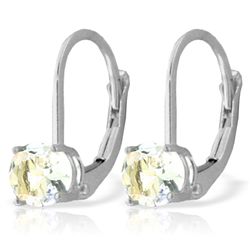 14k WG 1.20ct Aquamarine Leverback Earrings