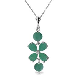14K White Gold 2.15ct & 1.0ct Emerald Necklace