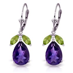 14k WG 12.00ct Amethyst & 1.00ct Peridot Drop Earring