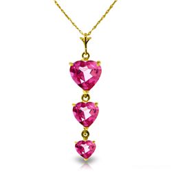 14k YG 3.03ct Pink Topaz Heart Necklace