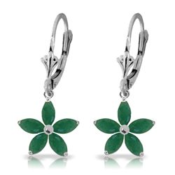 14k WG 2.80ct MARQUIS Emerald Flower Earrings