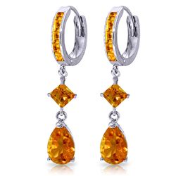 14K White Gold 3.0ct 1.5ct & 1.12ct Citrine Huggie Earring