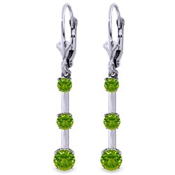 14k White Gold Peridot Graduated Earrings