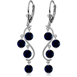 14k WG 4.00ct ROUND Sapphire Chandelier Earrings