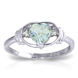 14k WG 0.95ct Aquamarine Heart & Diamond Ring