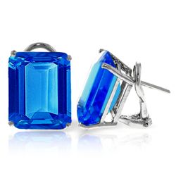14.00ct Blue Topaz French Clip Earrings in 14k WG