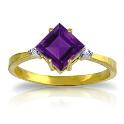 14K YG DIAMONDS & 1.75ct SQUARE AMETHYST RING