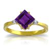 Image 1 : 14K YG DIAMONDS & 1.75ct SQUARE AMETHYST RING