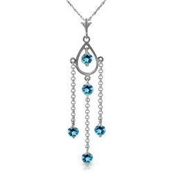 14k White Gold 1.50ct Blue Topaz Necklace