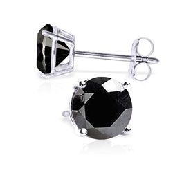 1.00ct Black Diamond Stud Earrings in 14k WHITE GOLD