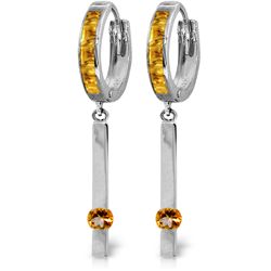 14K White Gold .80ct & .55ct Citrine Dangle Earring