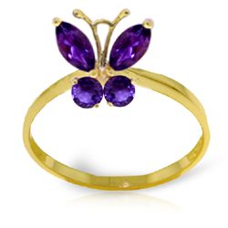 14k YELLOW GOLD .40ct & .20ct Amethyst Butterfly Ring