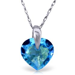 14K White Gold 1.15ct Heart Blue Topaz Necklace