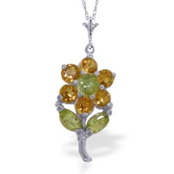 14k WG Citrine & Peridot Flower Necklace
