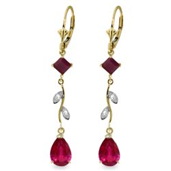 .95ct & 3.00ct Ruby Drop Earrings w/ DIAMOND in 14k YG