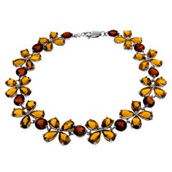 14K White Gold 15.4ct Citrine & 5.3ct Garnet Bracelet