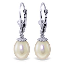 8.00ct Freshwater Pearl Drop Earrings in 14k WHITE GOLD