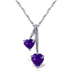 14k Solid Gold Amethyst Hearts Necklace