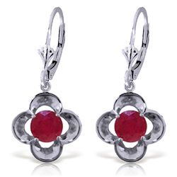 1.10ct ROUND Ruby Flower Bud Earrings in 14k WG