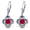 Image 1 : 1.10ct ROUND Ruby Flower Bud Earrings in 14k WG