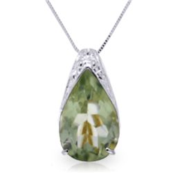 14k Solid Gold 5.0ct Green Amethyst Drop Necklace