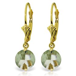 14k YELLOW GOLD 3.10ct Round Green Amethyst Earrings