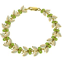 14k Solid Gold Opal & Peridot Butterfly Bracelet