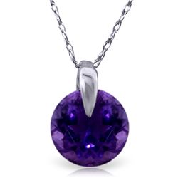14K White Gold .75ct Round Cut Amethyst Necklace