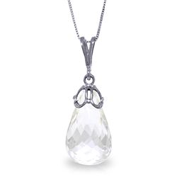 14k WHITE GOLD 7.0ct White Topaz Necklace