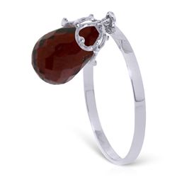 14k Solid Gold 3.0ct Dangle Garnet Ring