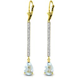 14k Solid Gold 3.50ct Aquamarine & Diamond Earrings