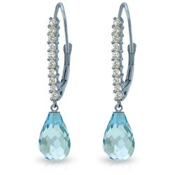 14k WG Diamond Leverback Earrings w/ 4.50ct Blue Topaz