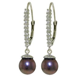 14k WG Black Pearl & Diamond Earrings