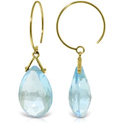 14k Solid Gold 10.20ct Blue Topaz Earrings