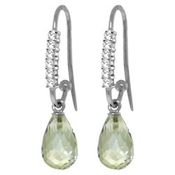14k WG Earrings with Diamonds & 4.50ct Green Amethysts