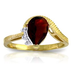 14K YELLOW GOLD .02ct DIAMOND & 1.50ct GARNET RING