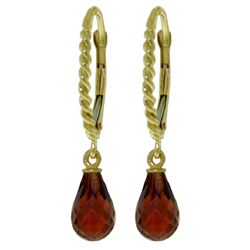 14K YG 3.00ct BRIOLETTE GARNET LEVERBACK EARRING