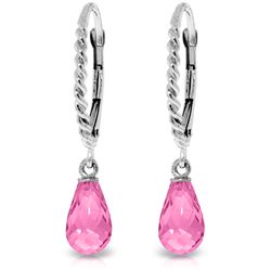 14k Solid Gold 3.0ct Pink Topaz Earrings
