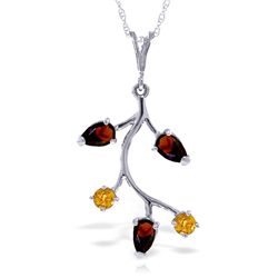 14k Solid Gold Garnet & Citrine Necklace